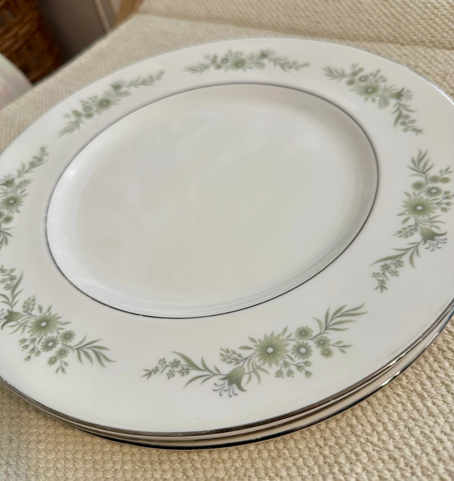 Green Floral Dinner Plate Set